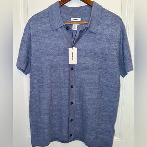 Jason Wu NWT Light Blue 100% Extra Fine Merino Wool Button-Through Polo